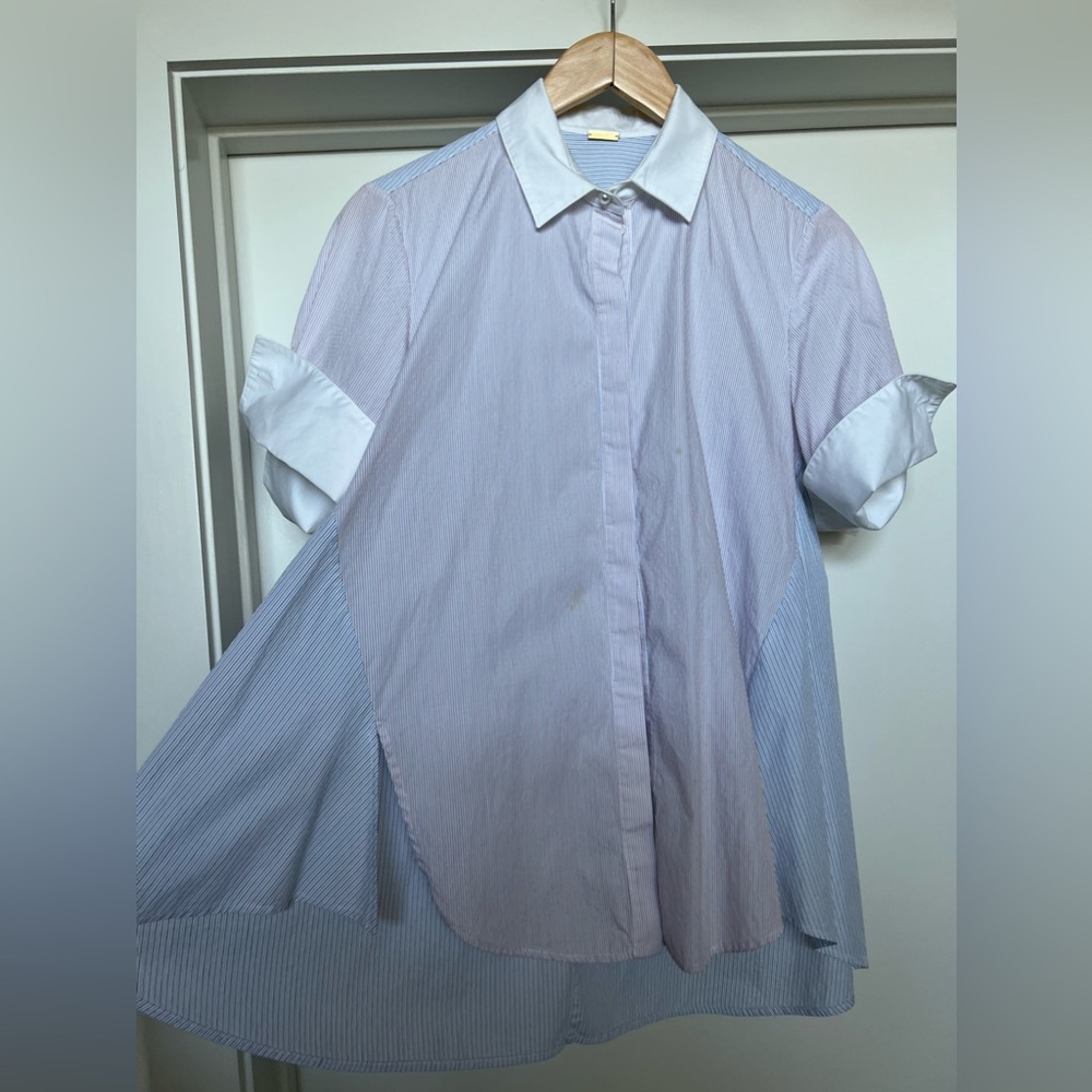 Adam Lippes Striped cotton blouse with button details